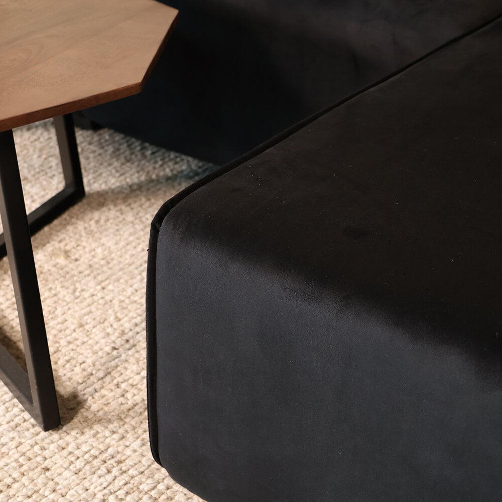 Hoekbank design Riley 270cm bank zwart velvet loungebank rechts