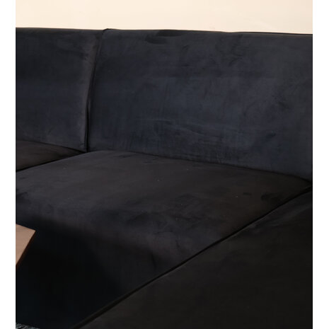 Lizzely Garden & Living Hoekbank design Riley 270cm bank zwart velvet loungebank rechts