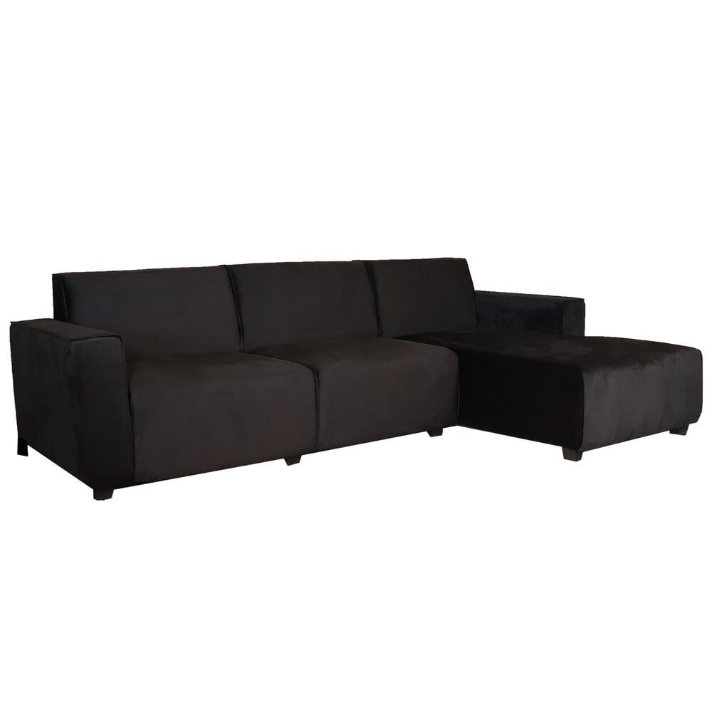 Hoekbank design Riley 270cm bank zwart velvet loungebank rechts