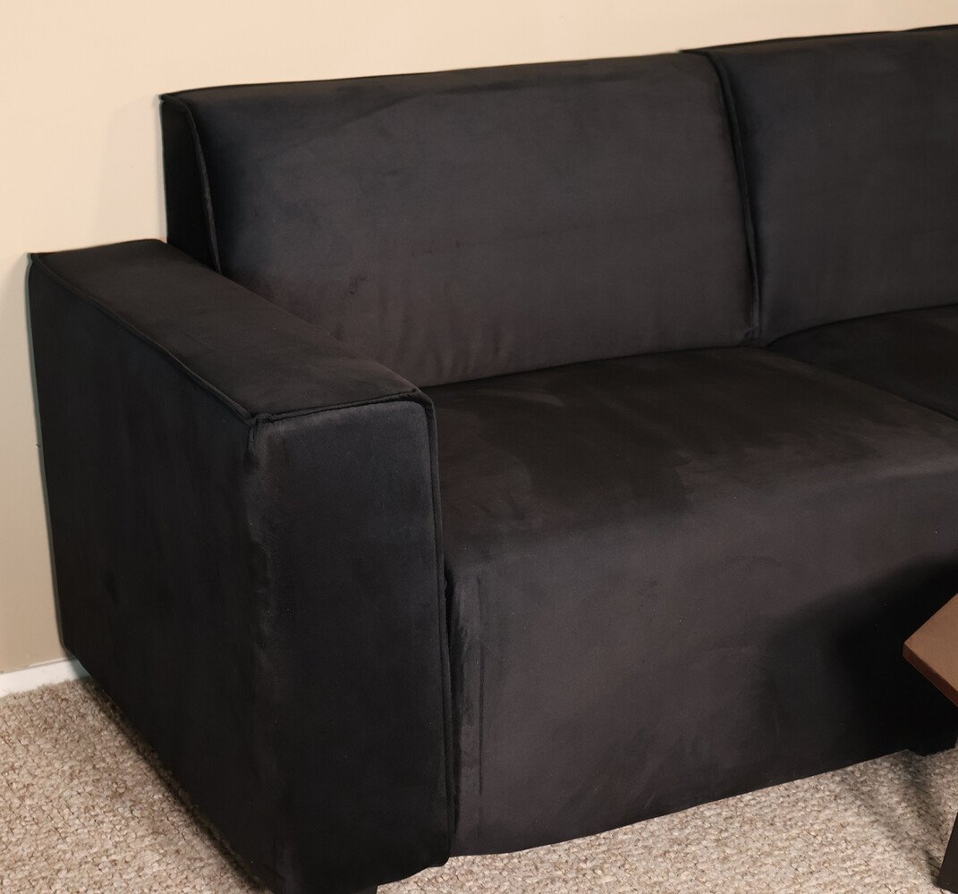 Hoekbank design Riley 270cm bank zwart velvet loungebank rechts