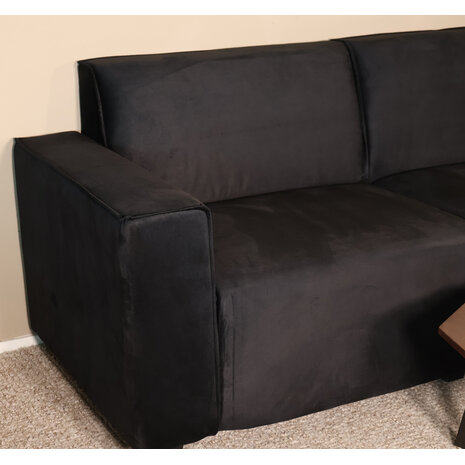 Lizzely Garden & Living Hoekbank design Riley 270cm bank zwart velvet loungebank rechts