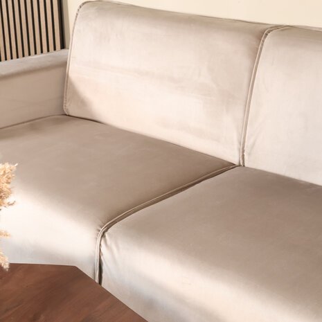 Lizzely Garden & Living Hoekbank design Riley 270cm bank champagne velvet loungebank rechts