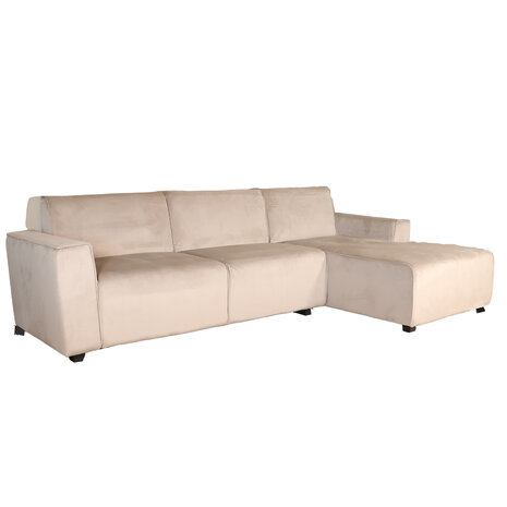 Lizzely Garden & Living Hoekbank design Riley 270cm bank champagne velvet loungebank rechts