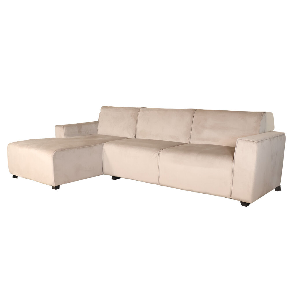 Hoekbank design Riley 270cm bank champagne velvet loungebank links