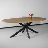 Lizzely Garden & Living Eettafel ovaal melamine 210cm Tommy lichtbruin ovale tafel