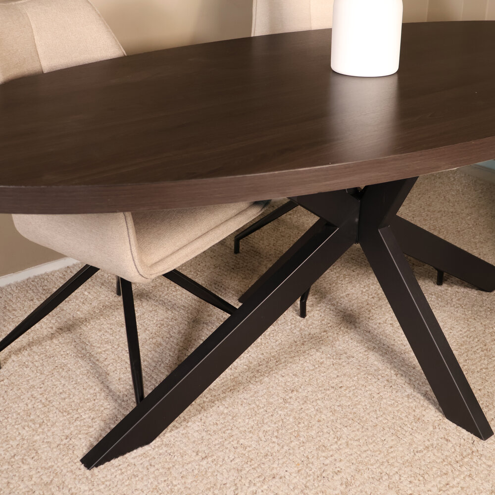 Eettafel ovaal melamine 210cm Tommy donker walnoot ovale tafel