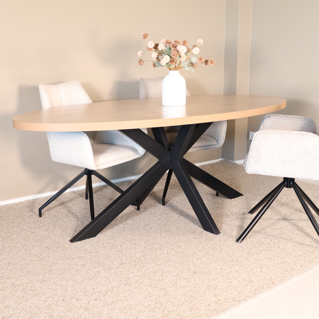 Lizzely Garden & Living Eettafel ovaal melamine 210cm Tommy lichtbruin ovale tafel Lizzely Garden & Living Eettafel ovaal melamine 210cm Tommy lichtbruin ovale tafel