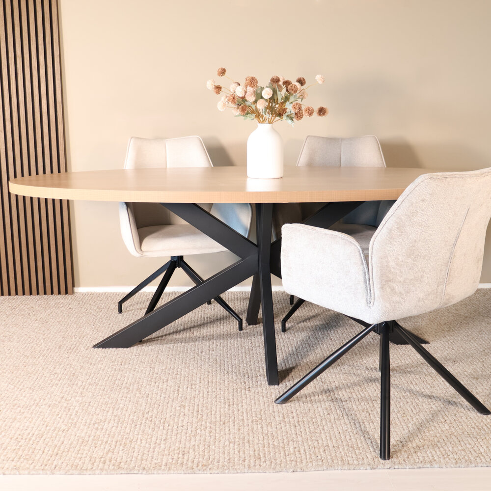 Eettafel ovaal melamine 210cm Tommy lichtbruin ovale tafel Eettafel ovaal melamine 210cm Tommy lichtbruin ovale tafel