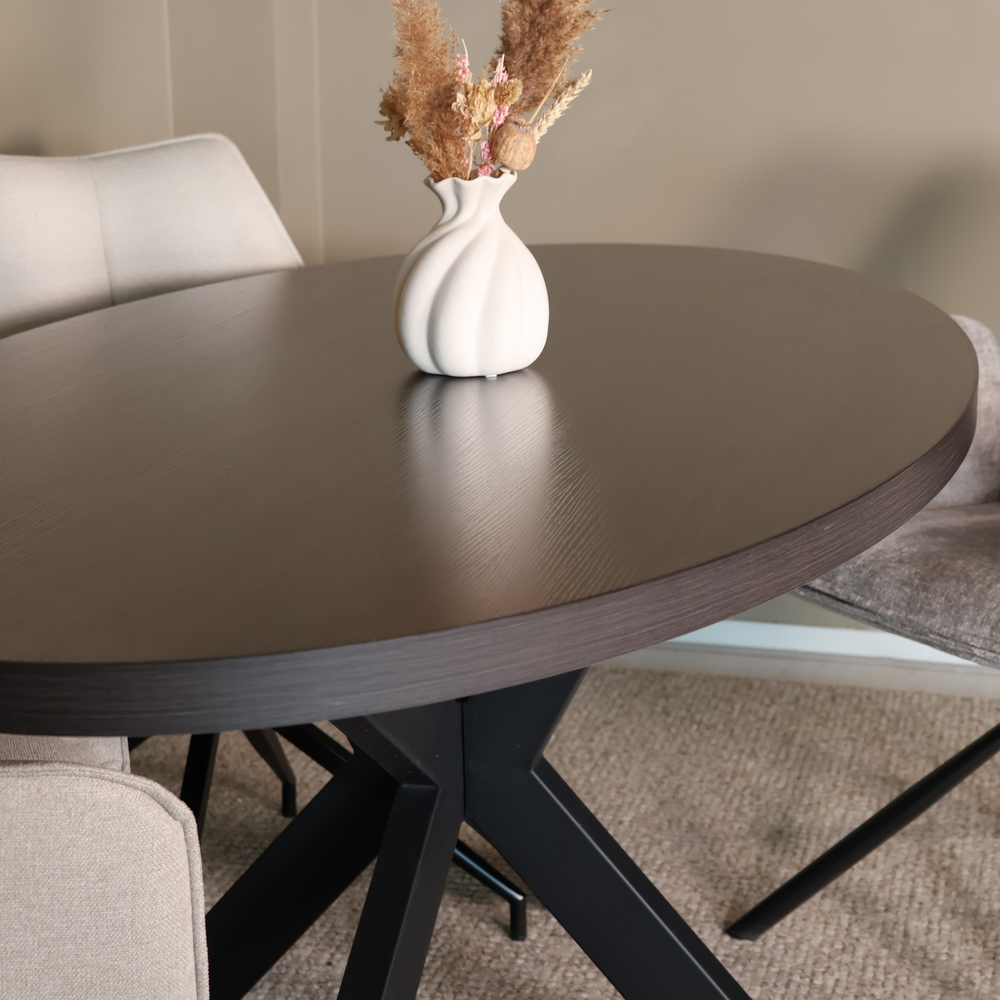 Eettafel ovaal melamine 160cm Tommy donker walnoot ovale tafel