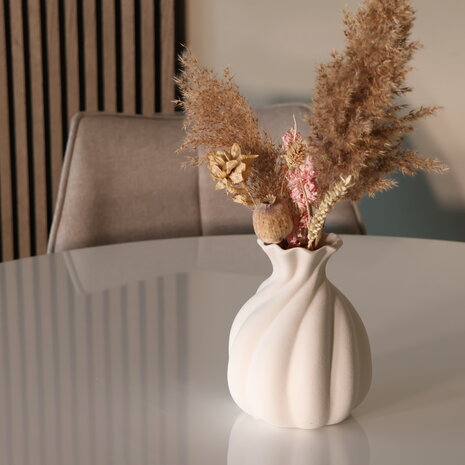 Lizzely Garden & Living Eettafel rond Ronsi wit met beige poten 120cm ronde tafel