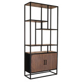 Lizzely Garden & Living Boekenkast mangohout Sidney walnoot bruin kast industrieel duurzaam massief hout mango wandkast