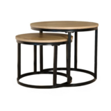 Lizzely Garden & Living Salontafel rond 2delig lichtbruin MDF Rutger