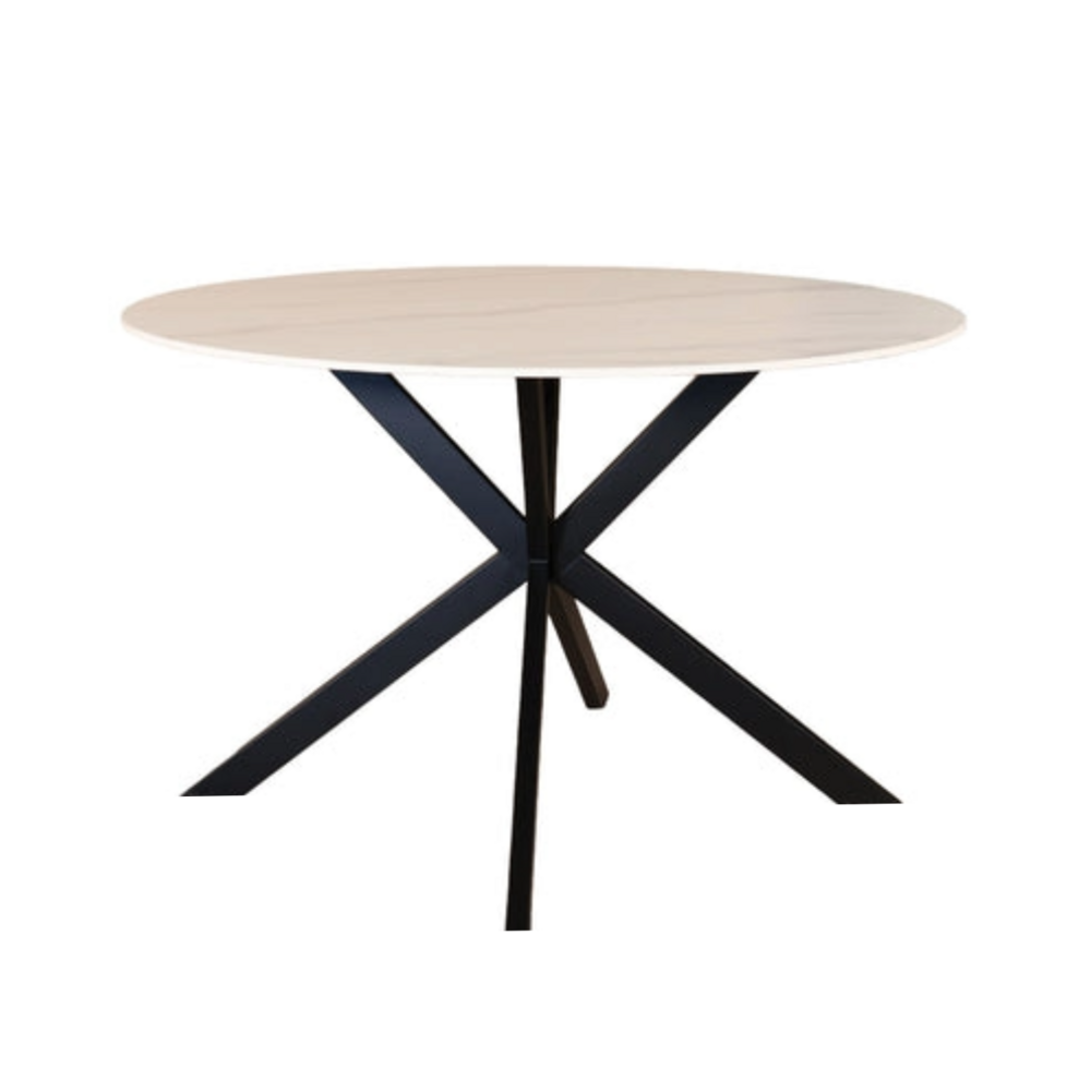 Eettafel rond 150cm Jenna marmerlook wit ronde tafel Eettafel rond 150cm Jenna marmerlook wit ronde tafel