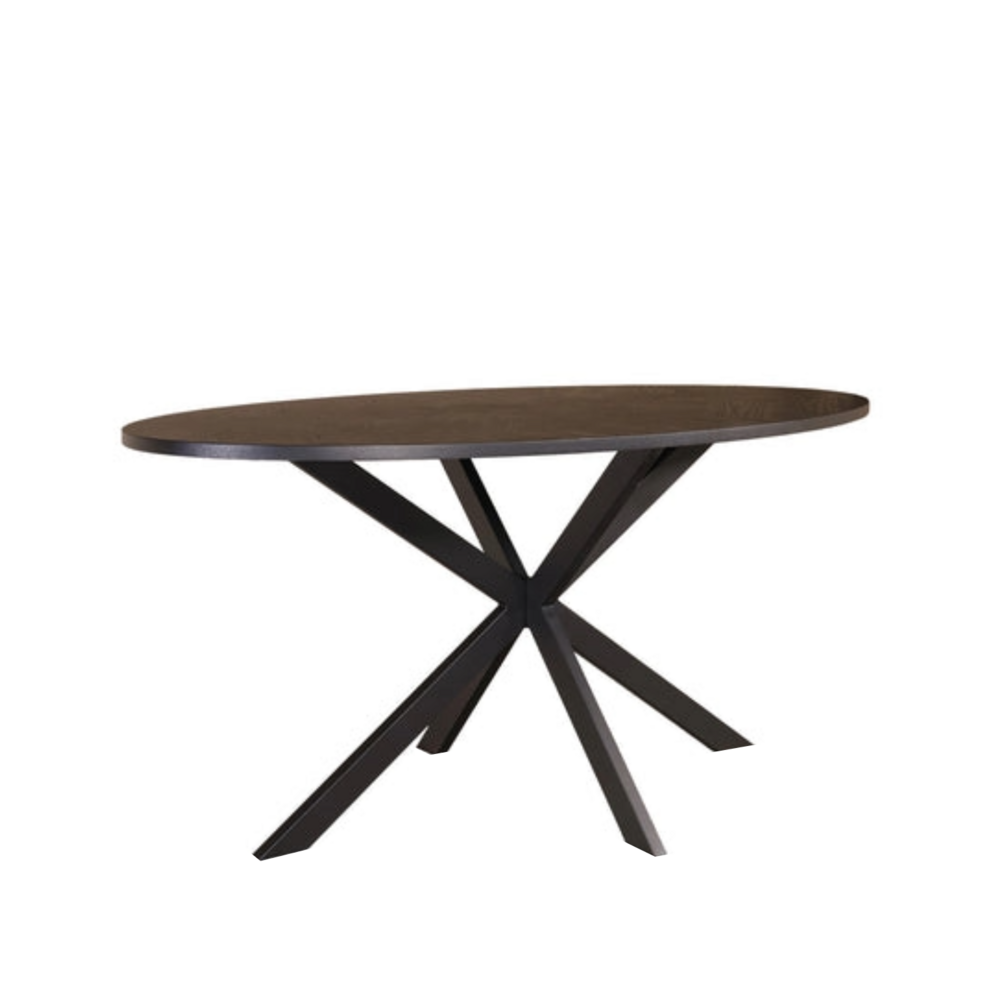 Eettafel ovaal visgraat 160cm Obie zwart ovale tafel