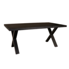 Eettafel rechthoekig mangohout Xavier zwart 180cm duurzaam tafel met X-poot mango eetkamertafel rechthoek hout