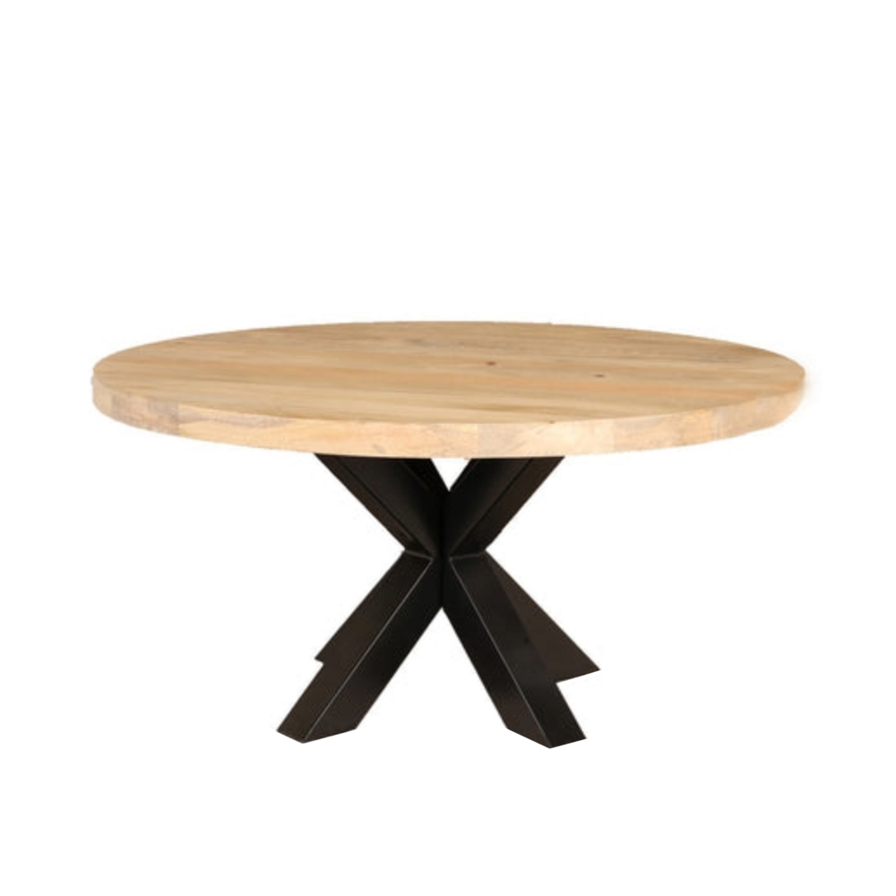 Salontafel rond mangohout 90cm Jesse lichtbruin