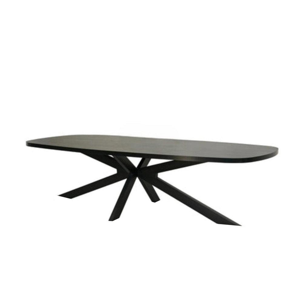 Eettafel Leco deens ovaal 300cm zwart melamine
