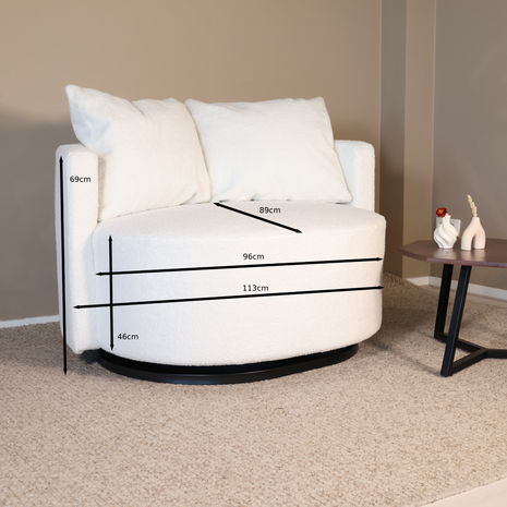 Lizzely Garden & Living Fauteuil loveseat teddy wit draaibare fauteuil Lizzely Garden & Living Fauteuil loveseat teddy wit draaibare fauteuil