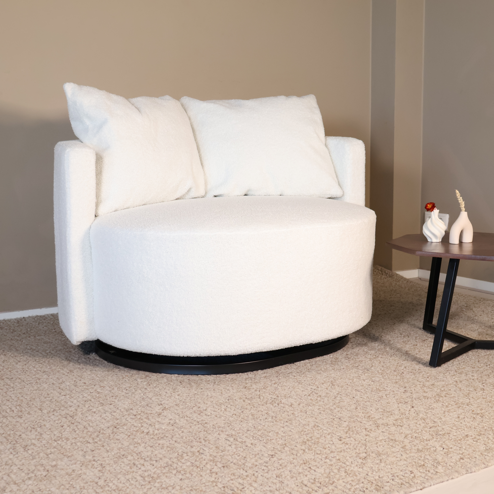 Fauteuil loveseat teddy wit draaibare fauteuil Fauteuil loveseat teddy wit draaibare fauteuil