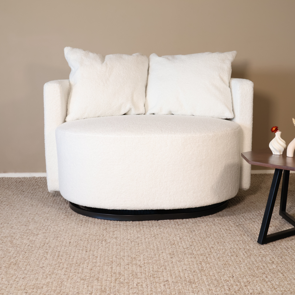 Fauteuil loveseat teddy wit draaibare fauteuil Fauteuil loveseat teddy wit draaibare fauteuil