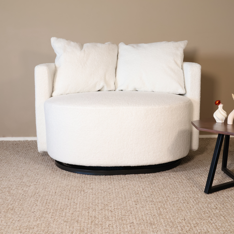 Lizzely Garden & Living Fauteuil loveseat teddy wit draaibare fauteuil Lizzely Garden & Living Fauteuil loveseat teddy wit draaibare fauteuil