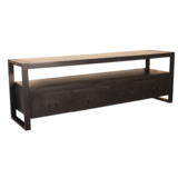 Lizzely Garden & Living TV meubel mangohout zwart Ilse industrieel 180cm duurzaam massief hout mango