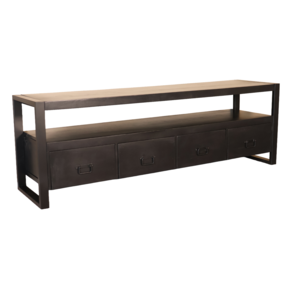 Lizzely Garden & Living TV meubel mangohout zwart Ilse industrieel 180cm duurzaam massief hout mango