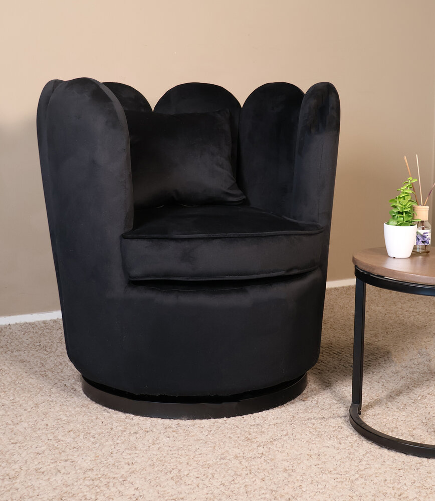 Fauteuil Daphne velvet zwart draaibare fauteuil Fauteuil Daphne velvet zwart draaibare fauteuil