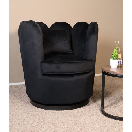 Lizzely Garden & Living Fauteuil Daphne velvet zwart draaibare fauteuil Lizzely Garden & Living Fauteuil Daphne velvet zwart draaibare fauteuil