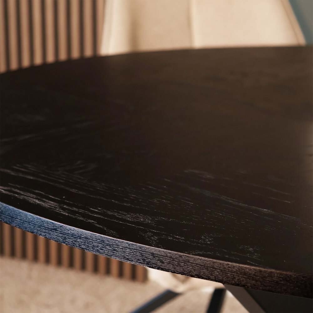 Eettafel rond visgraat Ozzy zwart 120cm ronde tafel