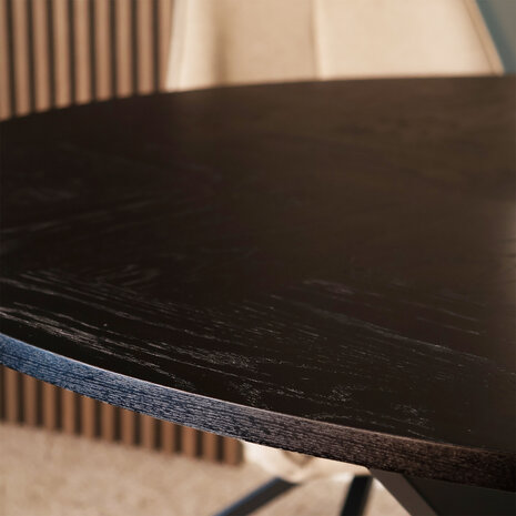 Lizzely Garden & Living Eettafel rond visgraat Ozzy zwart 120cm ronde tafel