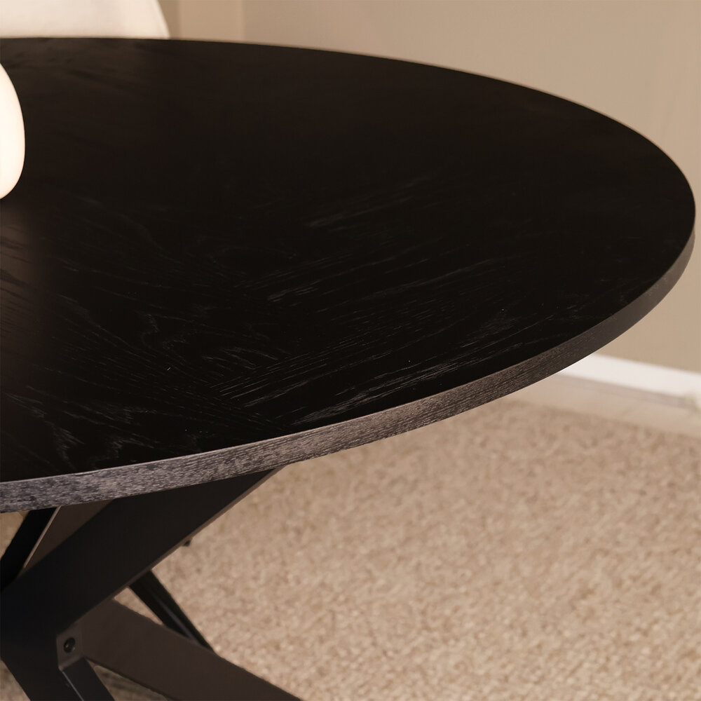 Eettafel rond visgraat Ozzy zwart 120cm ronde tafel