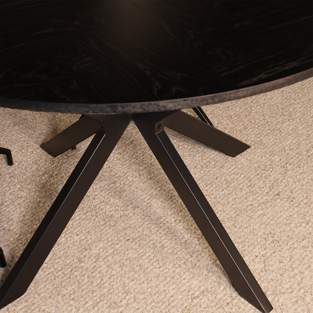 Eettafel rond visgraat Ozzy zwart 120cm ronde tafel