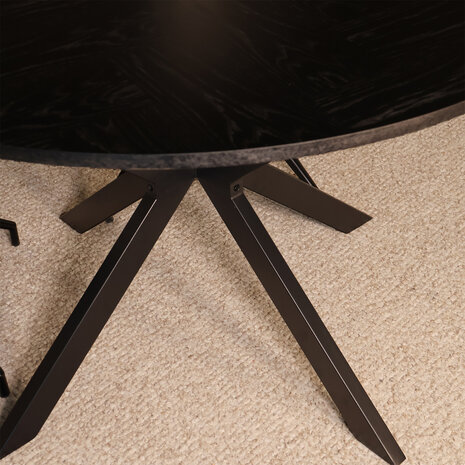 Lizzely Garden & Living Eettafel rond visgraat Ozzy zwart 120cm ronde tafel