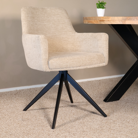 Lizzely Garden & Living Eetkamerstoel draaibaar met armleuning Nola taupe