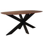 Eettafel deens ovaal mangohout 160cm Austin walnoot bruin ovale tafel duurzaam mango eetkamertafel