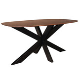 Lizzely Garden & Living Eettafel deens ovaal mangohout 160cm Austin walnoot bruin ovale tafel duurzaam mango eetkamertafel