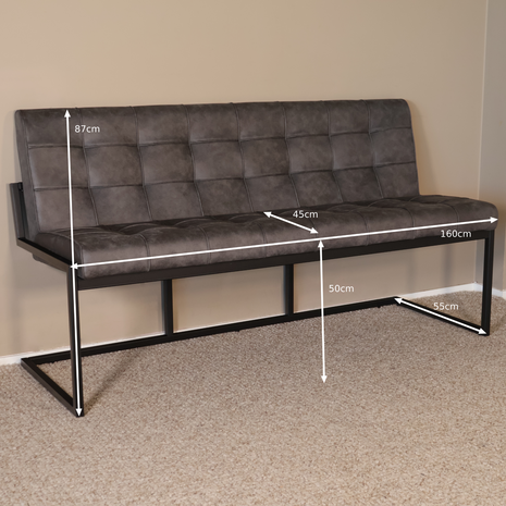 Lizzely Garden & Living Eetkamerbank 160cm Vito antraciet microvezel Lizzely Garden & Living Eetkamerbank 160cm Vito antraciet microvezel