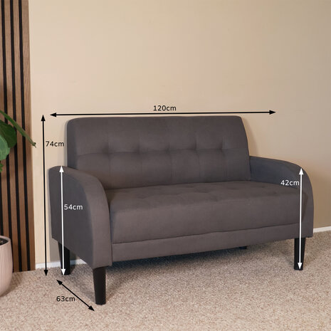 Lizzely Garden & Living Zitbank 2 zits Ghislaine bankje grijs bankstel 120cm stof bank Lizzely Garden & Living Zitbank 2 zits Ghislaine bankje grijs bankstel 120cm stof bank
