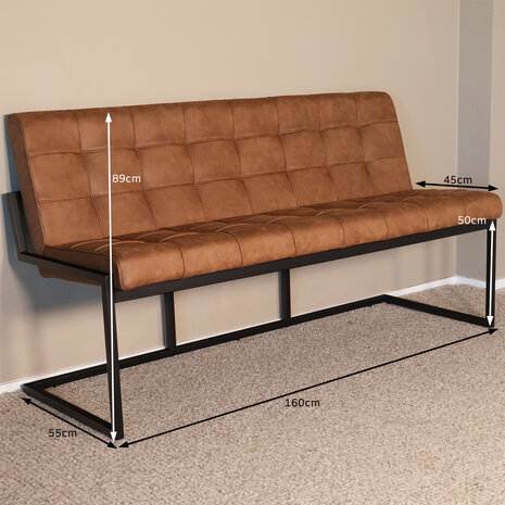Lizzely Garden & Living Eetkamerbank 160cm Vito bruin microvezel