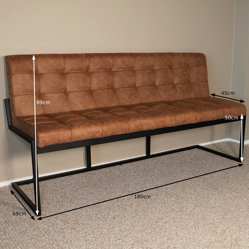 Eetkamerbank 180cm Vito cognac microvezel Eetkamerbank 180cm Vito cognac microvezel