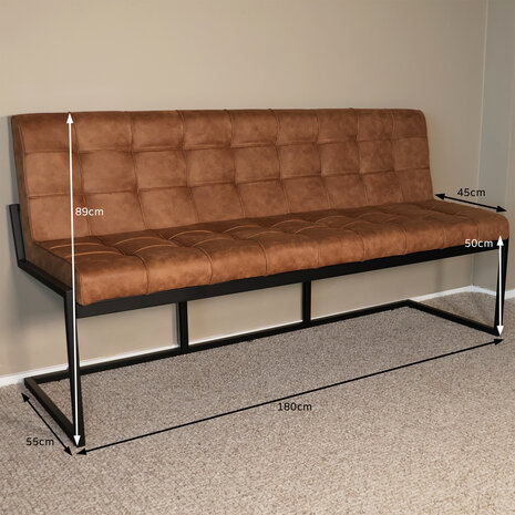 Lizzely Garden & Living Eetkamerbank 180cm Vito cognac microvezel Lizzely Garden & Living Eetkamerbank 180cm Vito cognac microvezel