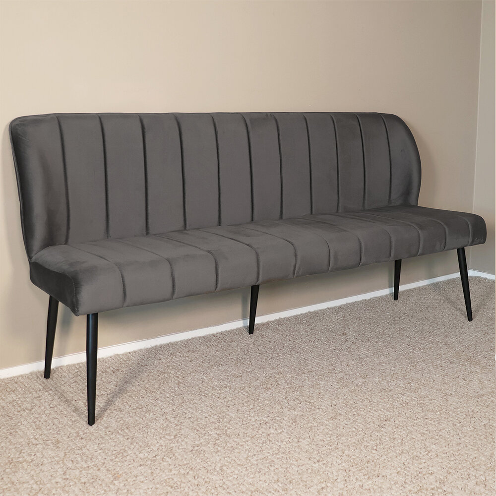 Eetkamerbank 180cm Sally velvet grijs 3 zits bank Eetkamerbank 180cm Sally velvet grijs 3 zits bank