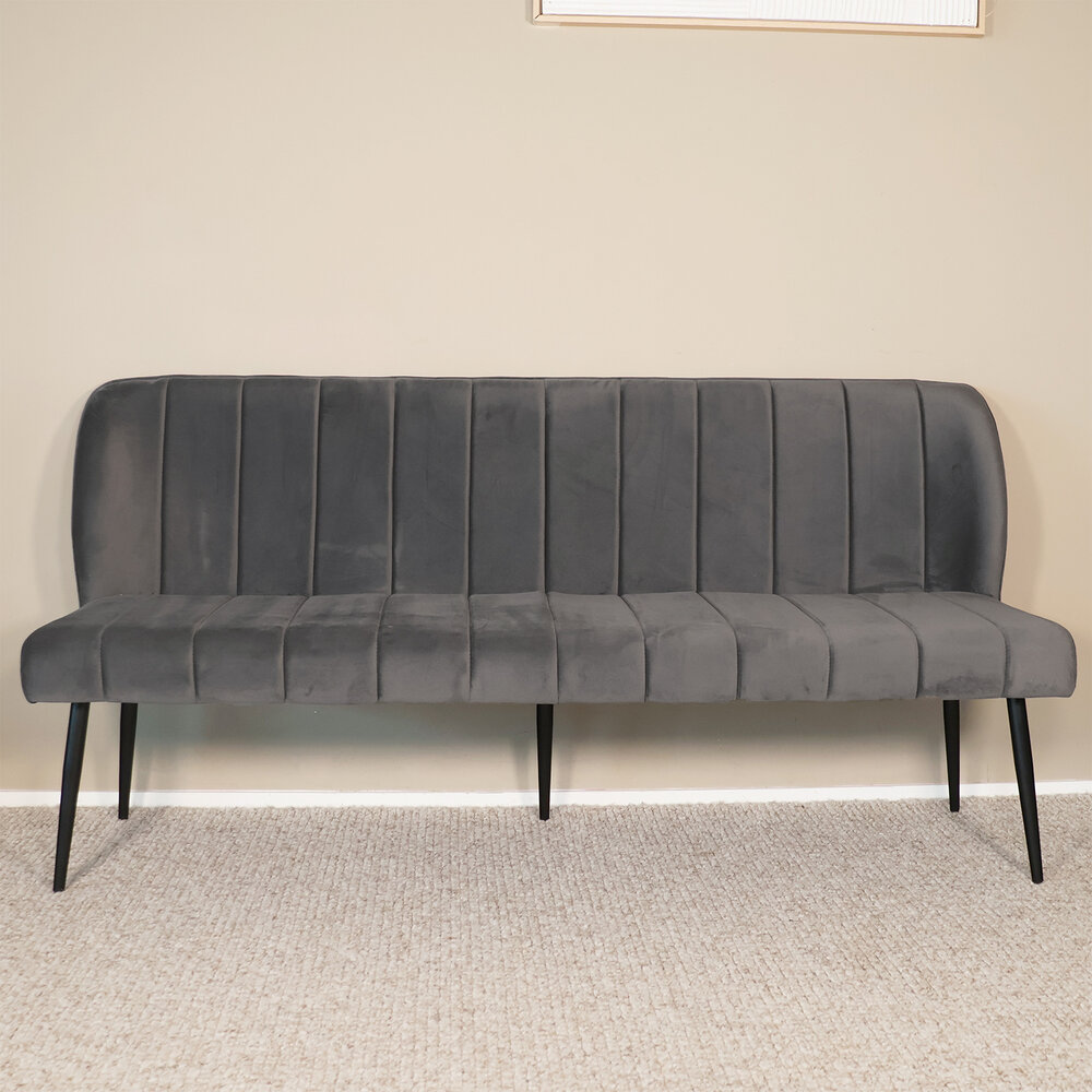 Eetkamerbank 180cm Sally velvet grijs 3 zits bank Eetkamerbank 180cm Sally velvet grijs 3 zits bank