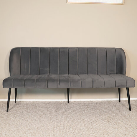 Lizzely Garden & Living Eetkamerbank 180cm Sally velvet grijs 3 zits bank Lizzely Garden & Living Eetkamerbank 180cm Sally velvet grijs 3 zits bank