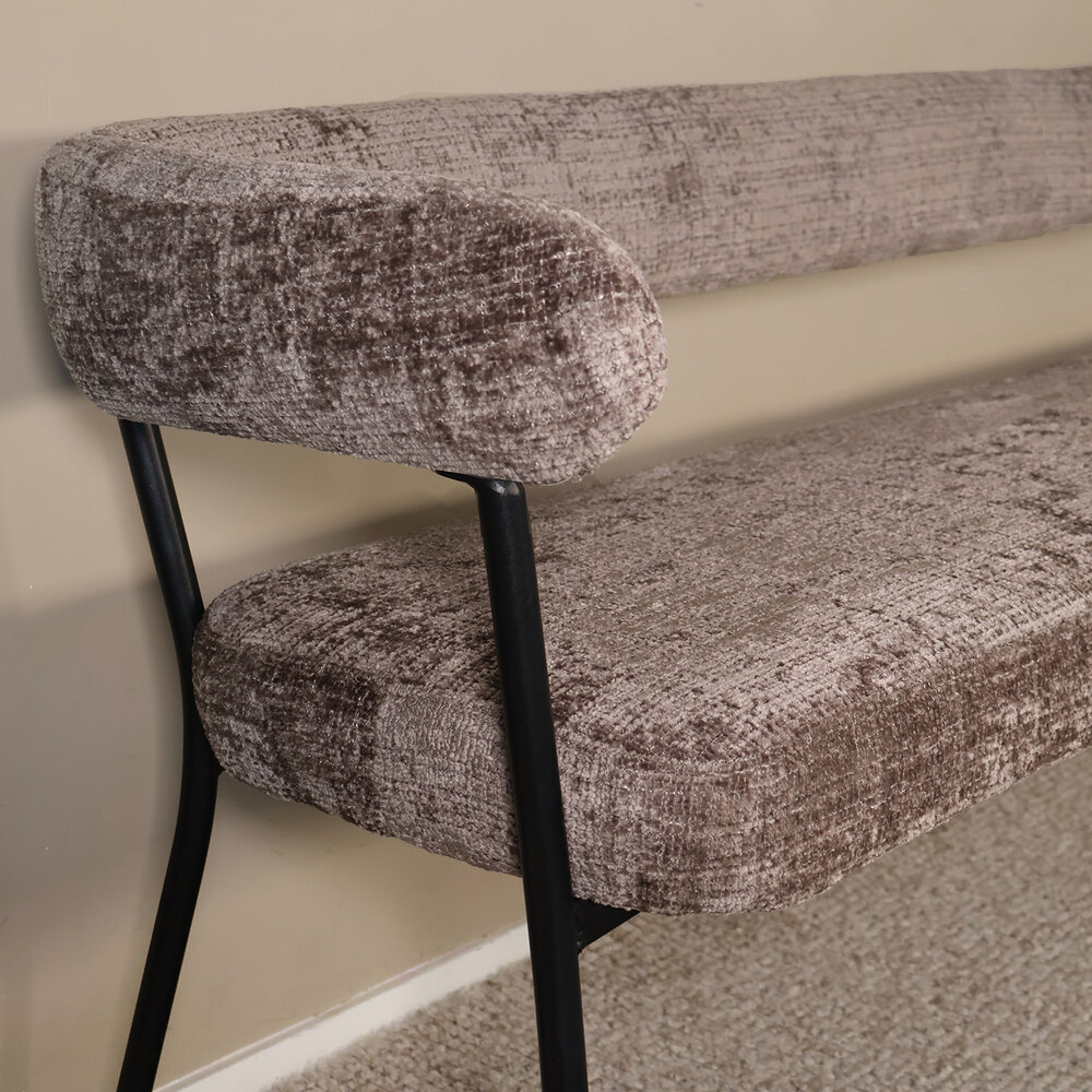 Eetkamerbank 180cm Meggie taupe chenille eetbank Eetkamerbank 180cm Meggie taupe chenille eetbank