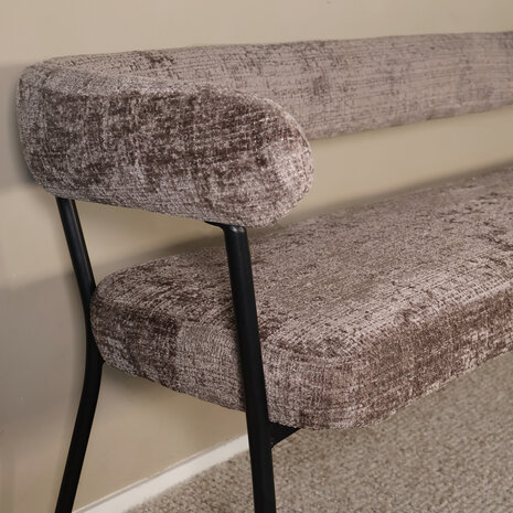 Lizzely Garden & Living Eetkamerbank 180cm Meggie taupe chenille eetbank Lizzely Garden & Living Eetkamerbank 180cm Meggie taupe chenille eetbank