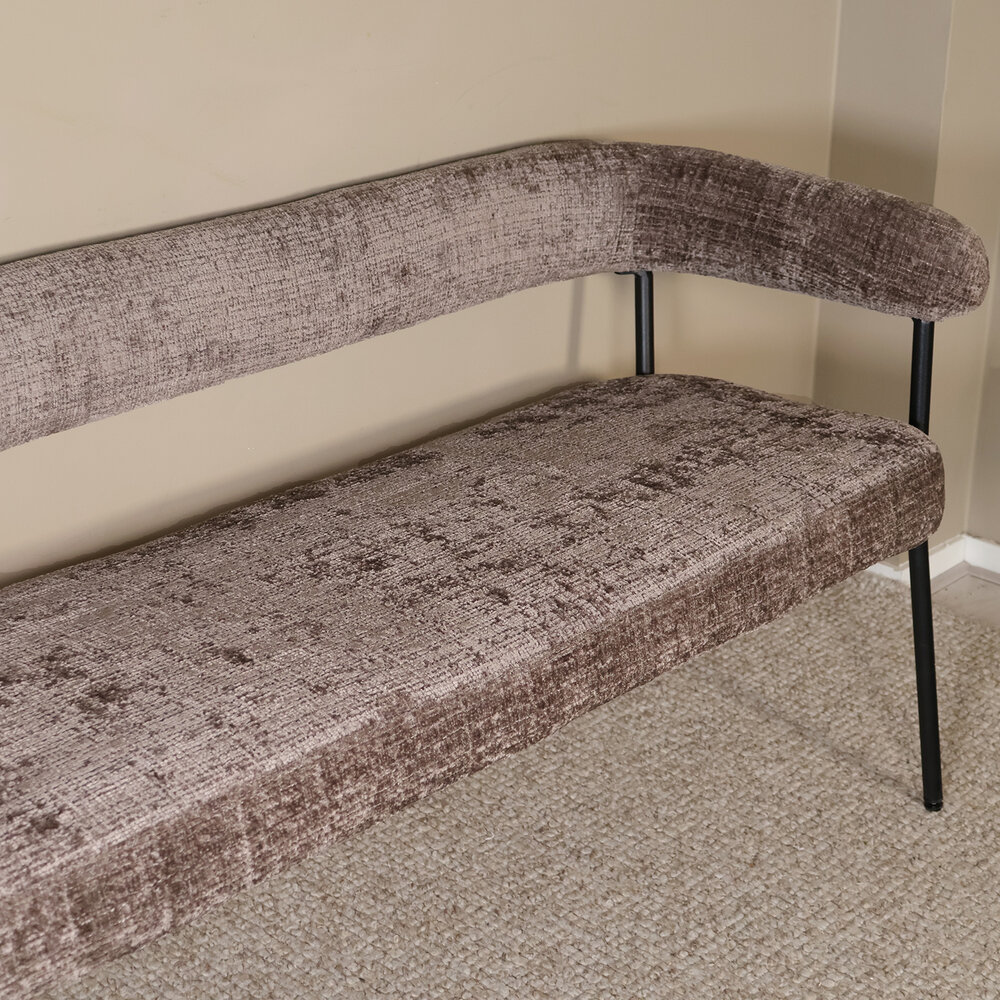 Eetkamerbank 180cm Meggie taupe chenille eetbank Eetkamerbank 180cm Meggie taupe chenille eetbank