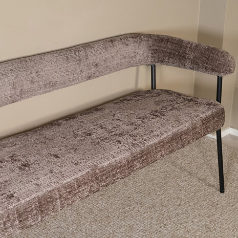 Lizzely Garden & Living Eetkamerbank 180cm Meggie taupe chenille eetbank Lizzely Garden & Living Eetkamerbank 180cm Meggie taupe chenille eetbank