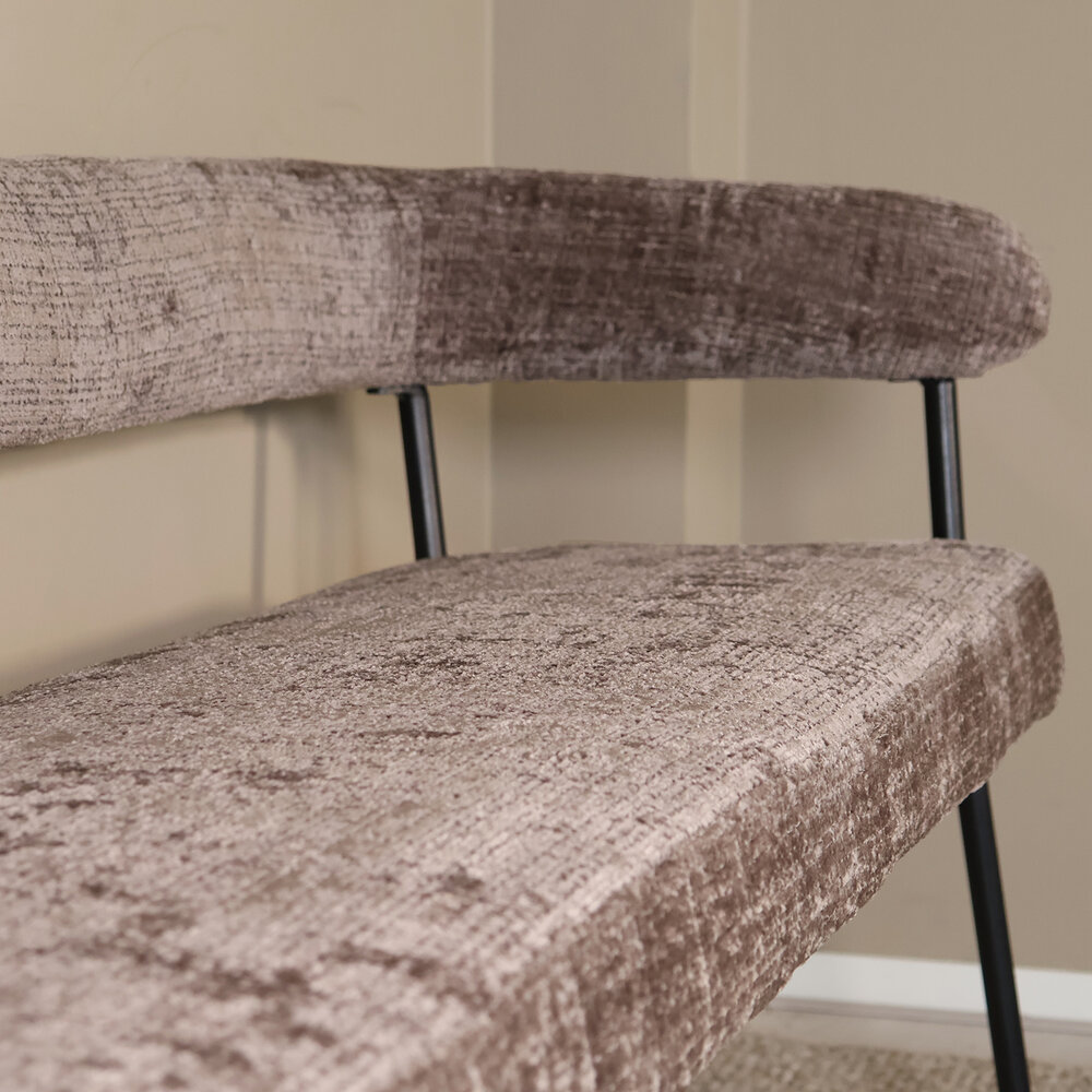Eetkamerbank 180cm Meggie taupe chenille eetbank Eetkamerbank 180cm Meggie taupe chenille eetbank